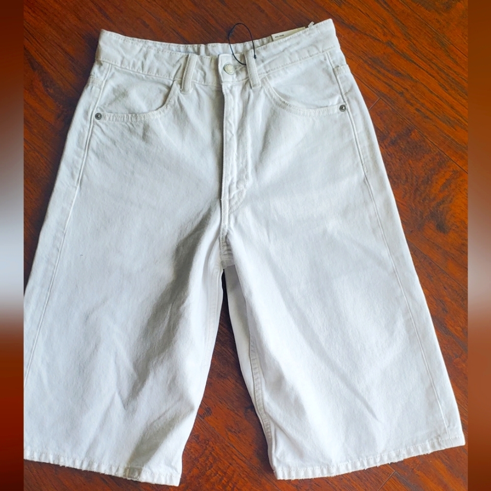 Zara White Long Bermuda Shorts